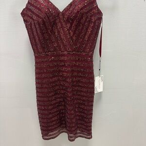 Elegant Burgundy Sequin Dress